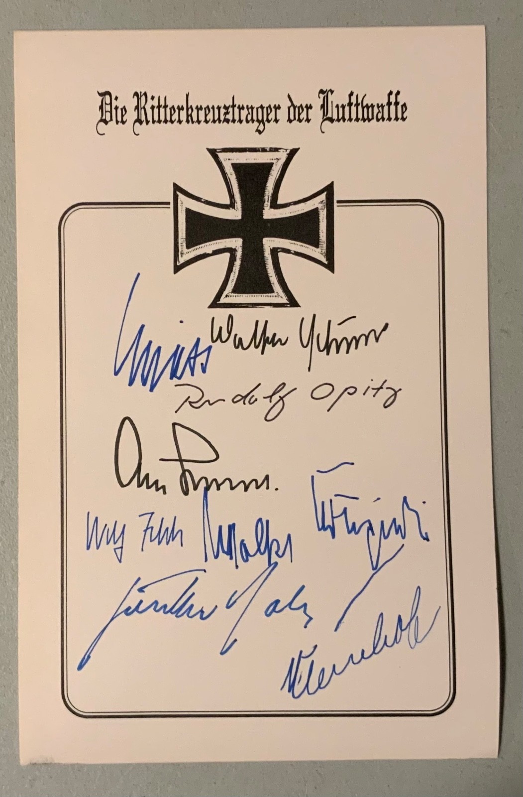 WWII German Luftwaffe Aces Signed (8) Signatures Book Plate Krupinski Spate