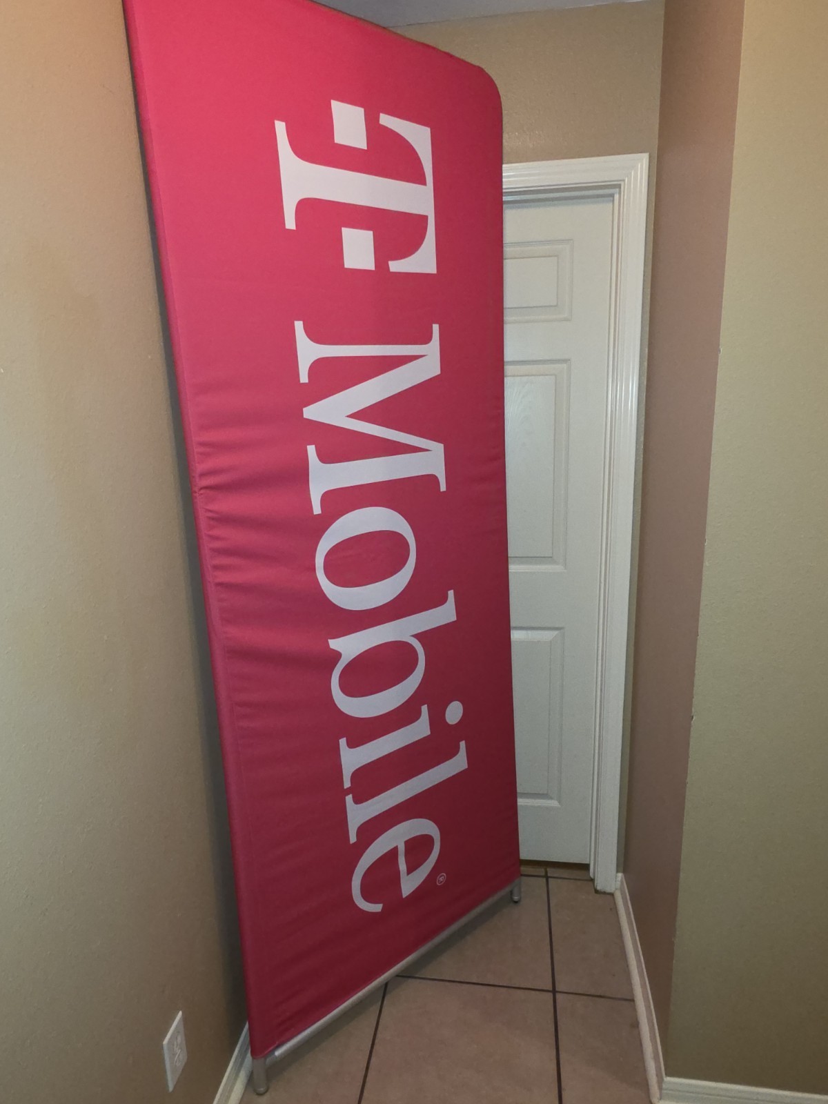 T-Mobile 8ft Tall x 3ft Wide. Vertical Retail Banner w/Stand & Carry Case