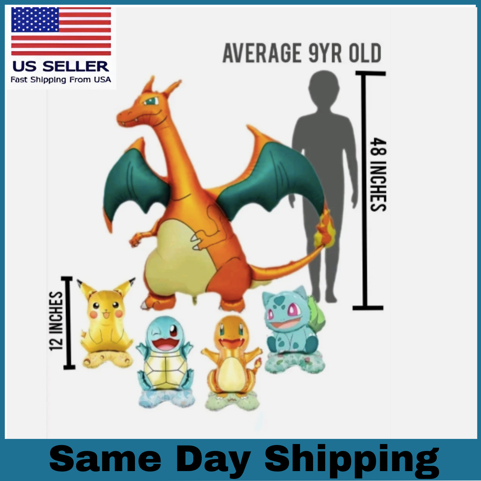 HUGE Pokemon Charizard Birthday Party Balloon 4ft Tall & 4pc Table Balloons HUGE Pokemon Charizard Birthday Party Balloon 4ft Tall & 4pc Table Balloons