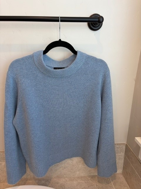 Quince Women Mongolian Cashmere Oversized Crewneck Sweater Blue Sleeved Small Quince Women Mongolian Cashmere Oversized Crewneck Sweater Blue Sleeved Small
