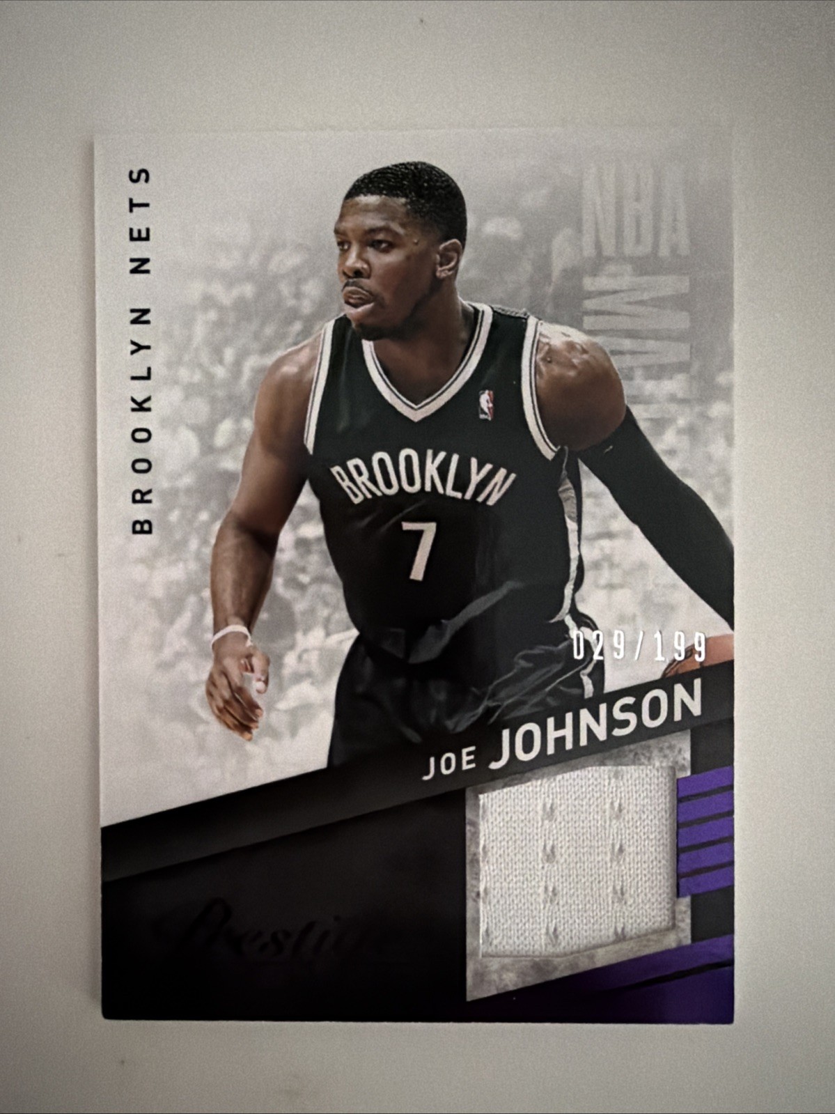 2014-15 Panini Prestige Joe Johnson Game-Worn Material 29/199 #12 Brooklyn Nets