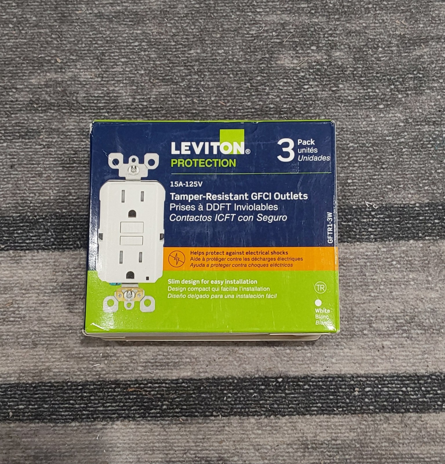 Leviton GFTR1-3W White 15A 125V Thermoplastic Tamper Resistant GFCI Receptacle*O