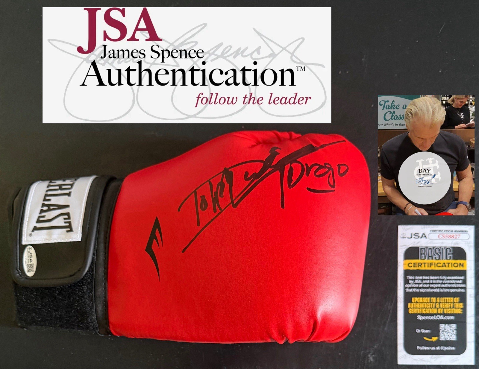 DOLPH LUNDGREN SIGNED BOXING GLOVE + “DRAGO” INSC. *ROCKY IV* PROOF JSA COA