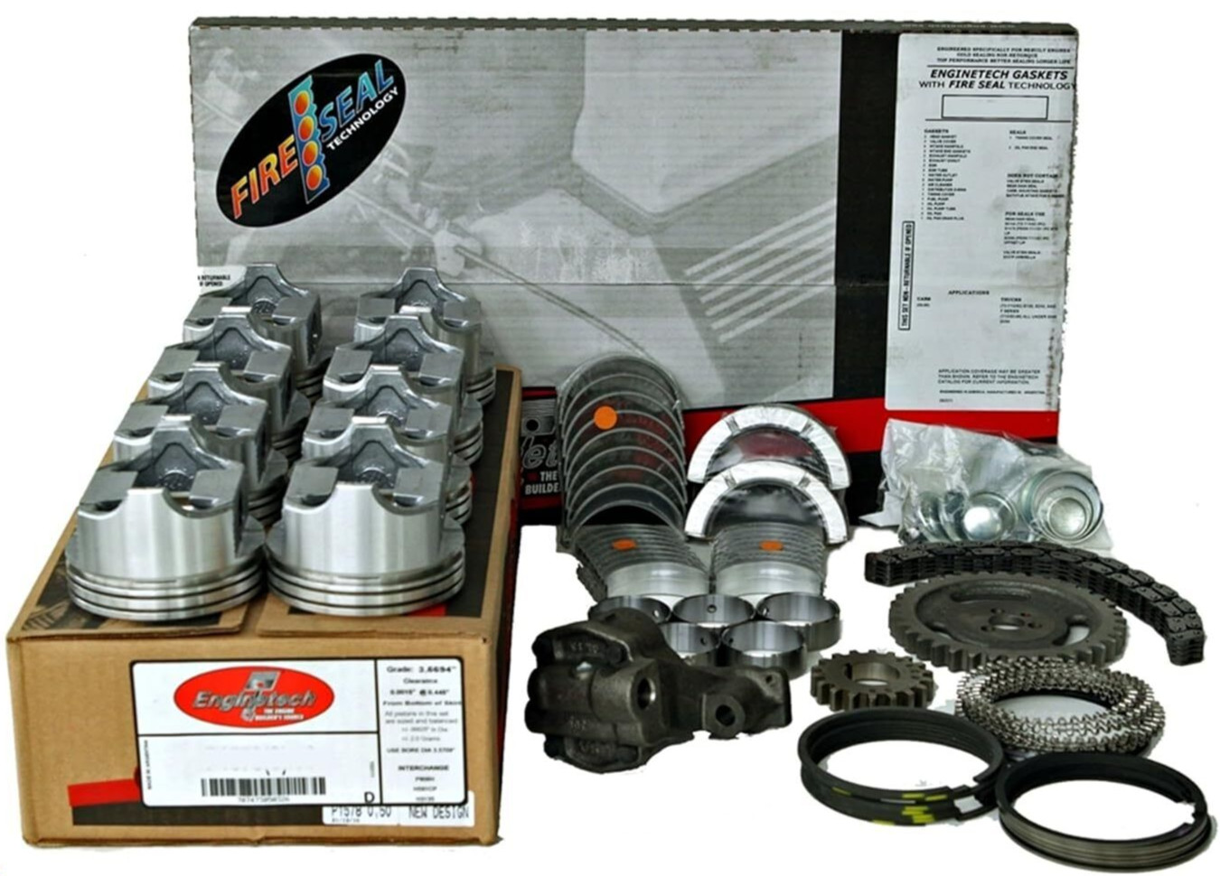 Engine Rebuild Kit for 1993-1995 Chevrolet SBC GM 350 5.7L w/Flat Top Pistons