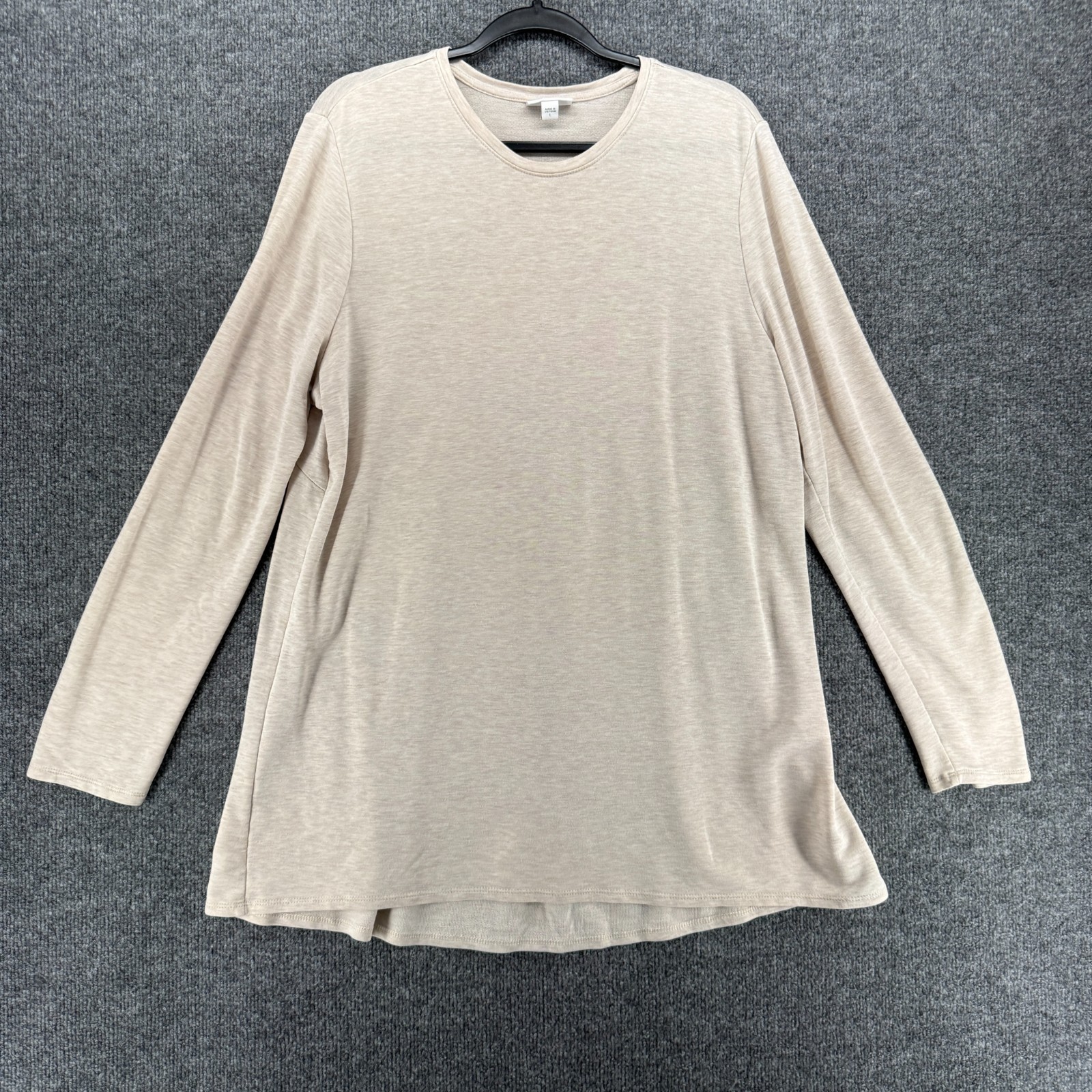 J Jill Pure Jill Blouse Womens L Cream Tunic Oversize Lagenlook Casual Coastal