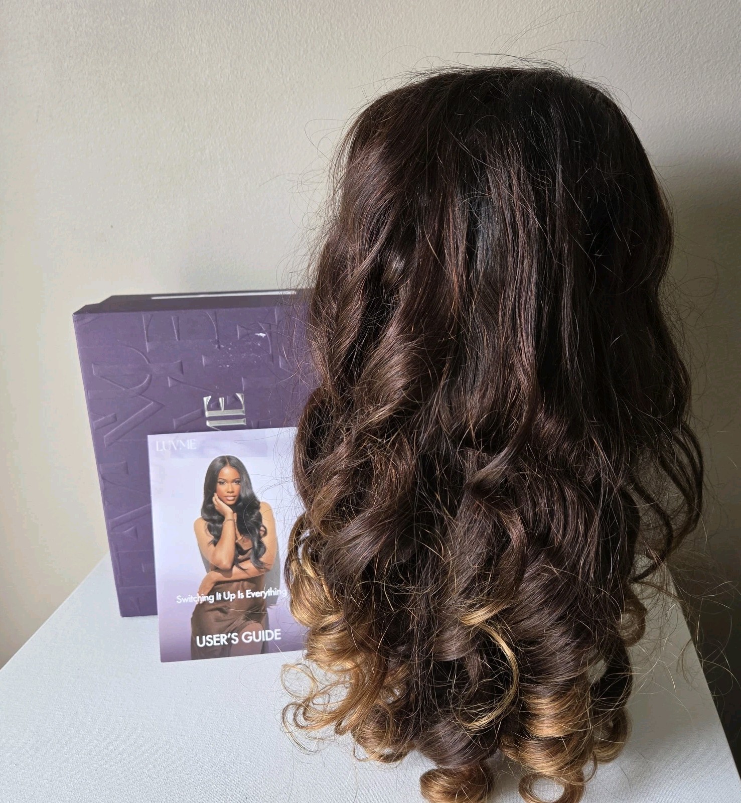 Luvme Hair Curly Wig Ombre Reddish Brown With Highlights Bouncy Curls 15\ Luvme Hair Curly Wig Ombre Reddish Brown With Highlights Bouncy Curls 15\