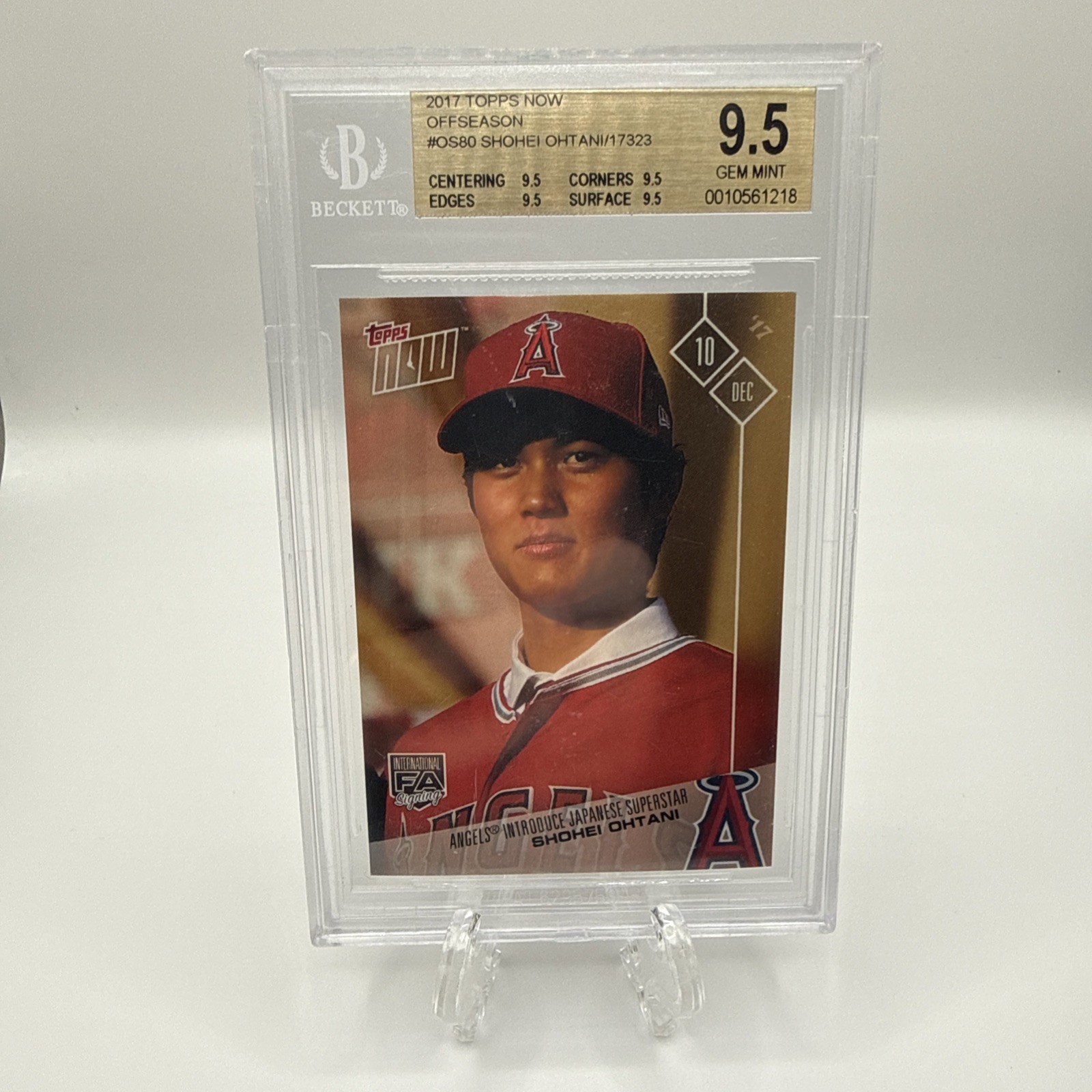 Topps 2017 Topps Now Off-Season Shohei Ohtani OS-80 /17323 RC BGS 9.5 Topps 2017 Topps Now Off-Season Shohei Ohtani OS-80 /17323 RC BGS 9.5