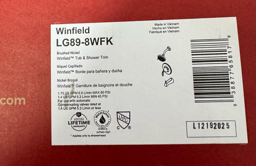 Pfister LG89-8WFK Winfield Tub and Shower Trim Package with 1.8 GPM Pfister LG89-8WFK Winfield Tub and Shower Trim Package with 1.8 GPM