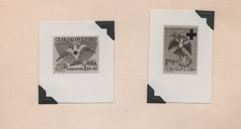 CZECHOSLOVAKIA 1949 SCOTT #B168-B169 RED CROSS PHOTO PROOFS WITH LETTER