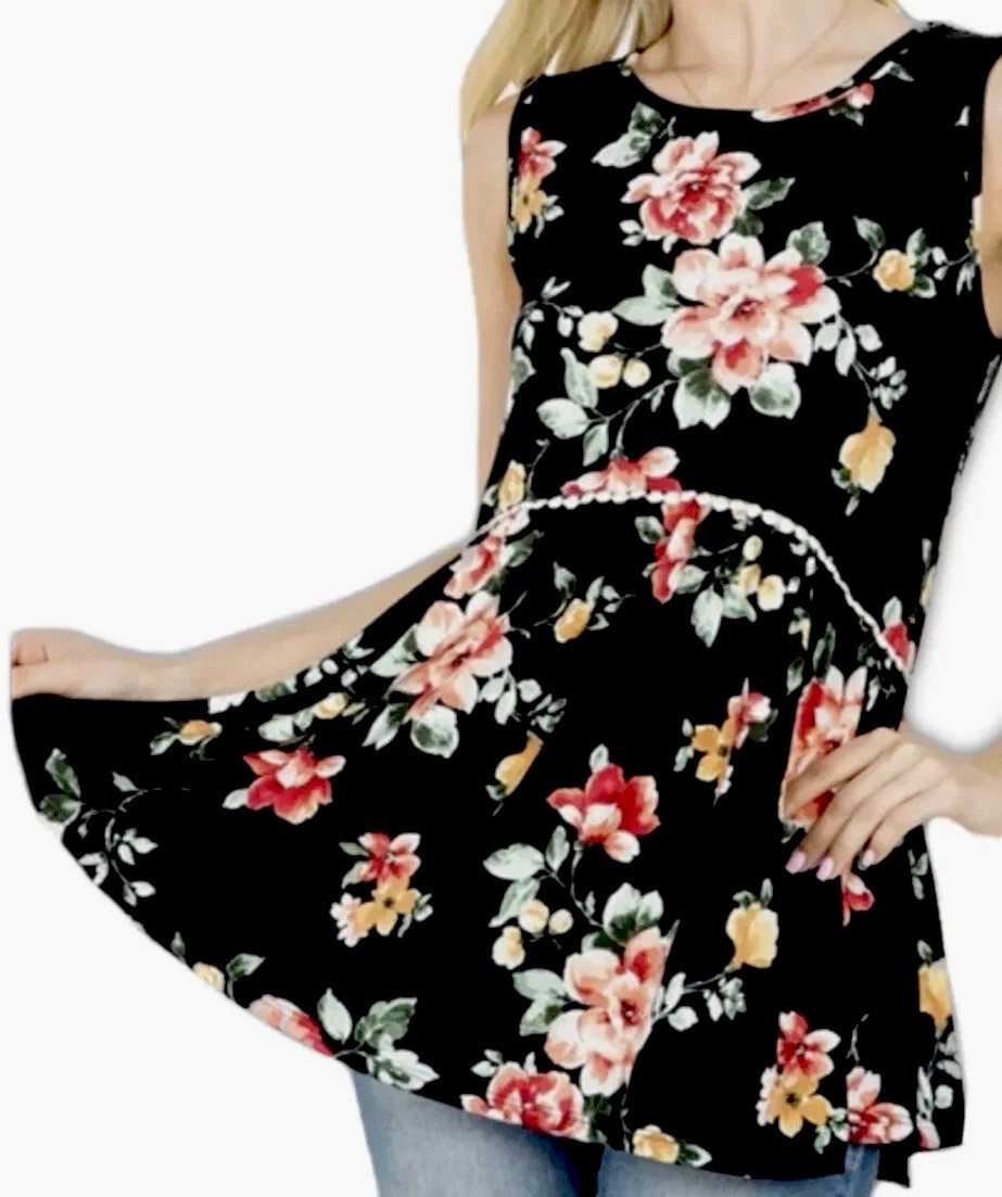 NEW womens top plus size 2x floral tunic party shirt babydoll blouse Pretty NWT