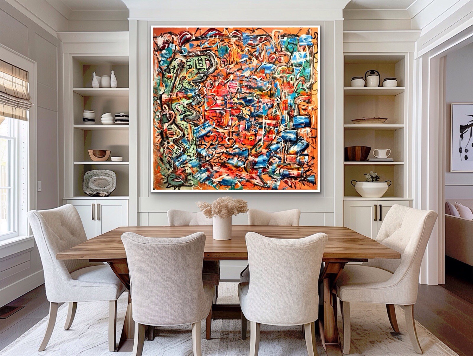 NEW ABSTRACT ART ON CANVAS Original Acrylic Painting  BRIGHT SIGNED 62x60