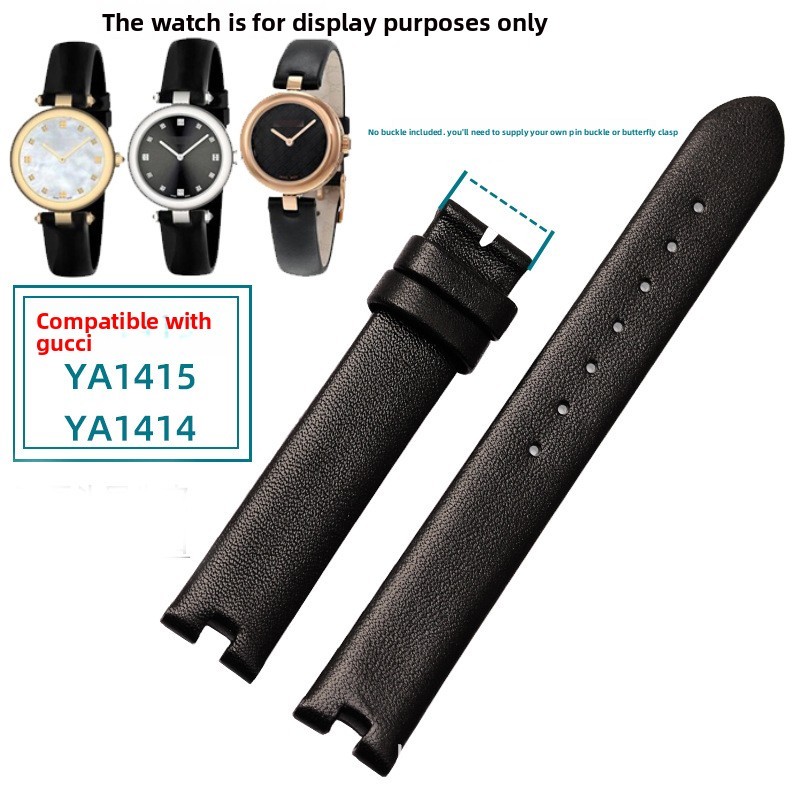 For Gucci YA141401 YA141501 1505 Notched Genuine Leather Watch Strap 12mm 14mm For Gucci YA141401 YA141501 1505 Notched Genuine Leather Watch Strap 12mm 14mm