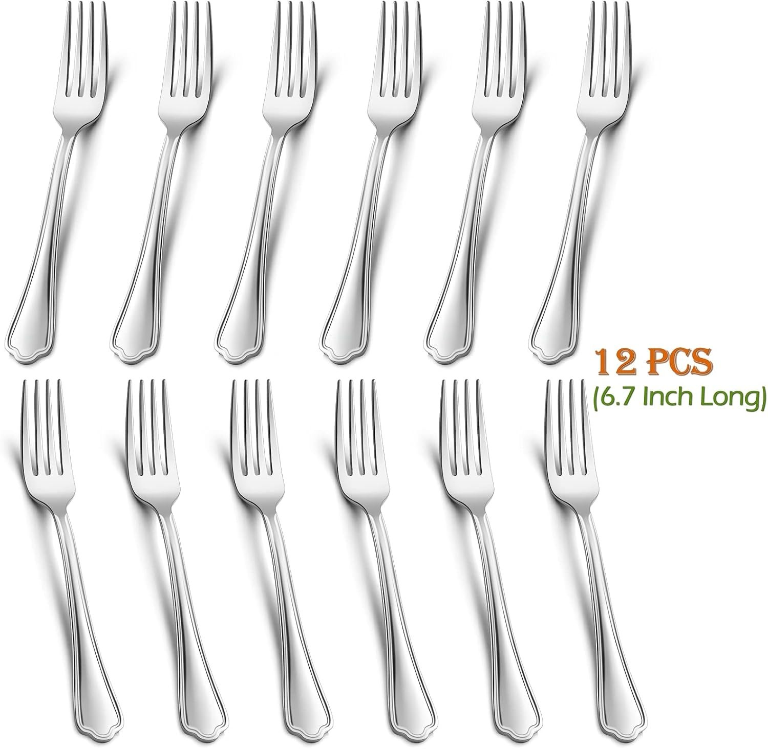 Elegant 12-Piece Stainless Steel Salad Forks Set - 6.7 Inch, Mirror Polished