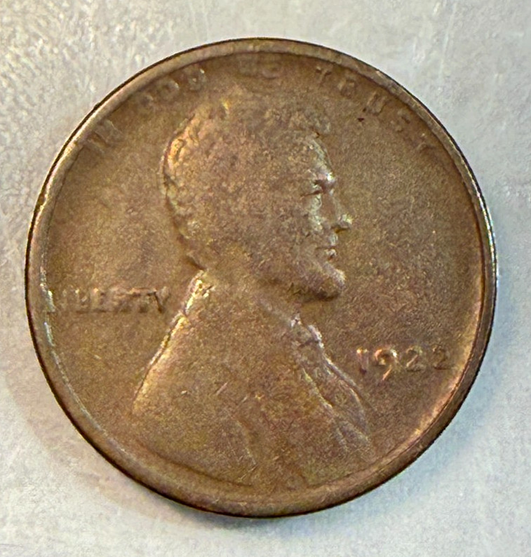 1922 No D Lincoln Cent Strong Reverse Choice VF Authenticated CHRC