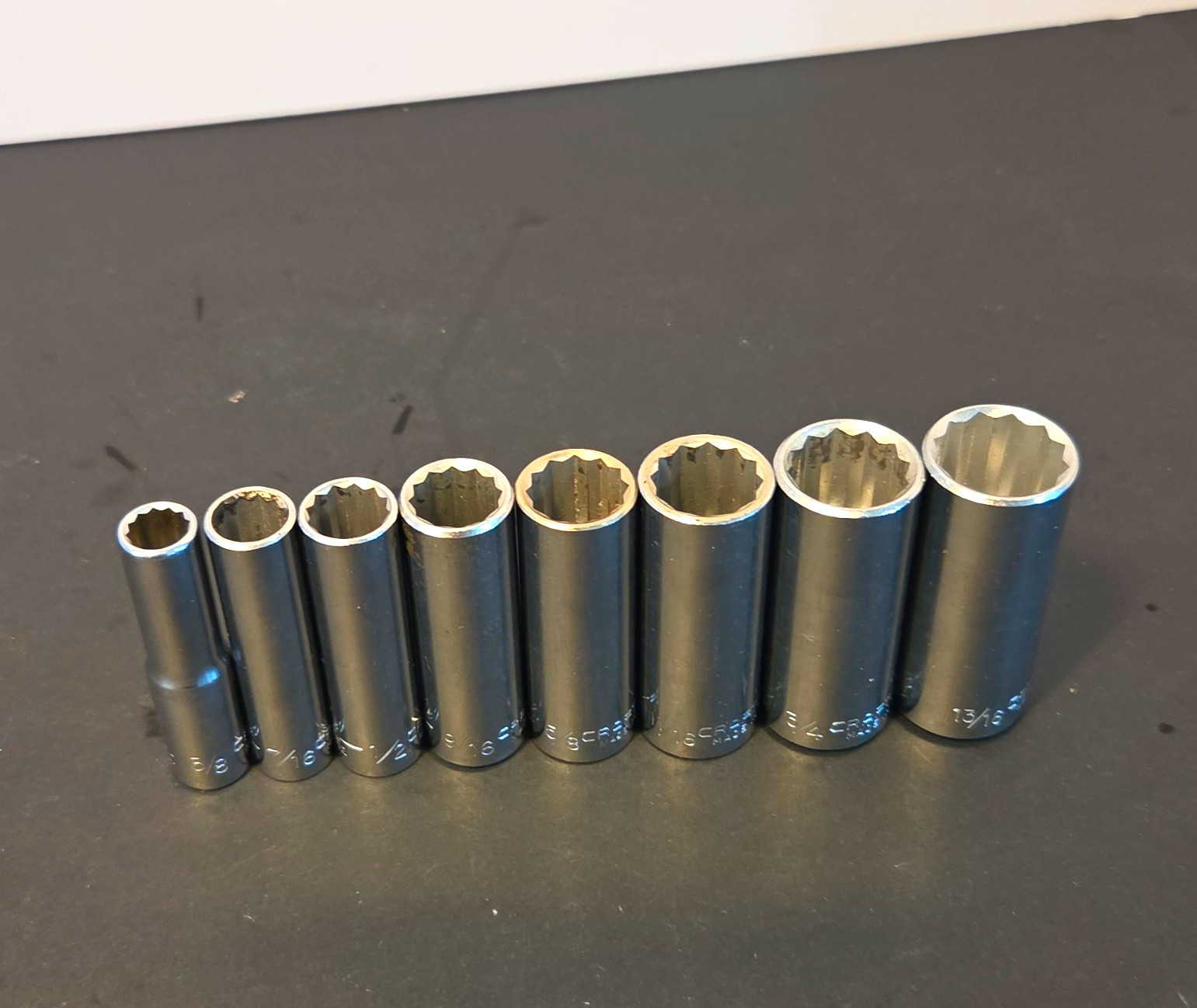 8 Pc- Craftsman 3/8 Socket Set 3/8 To 13/16 USA 8 Pc- Craftsman 3/8 Socket Set 3/8 To 13/16 USA