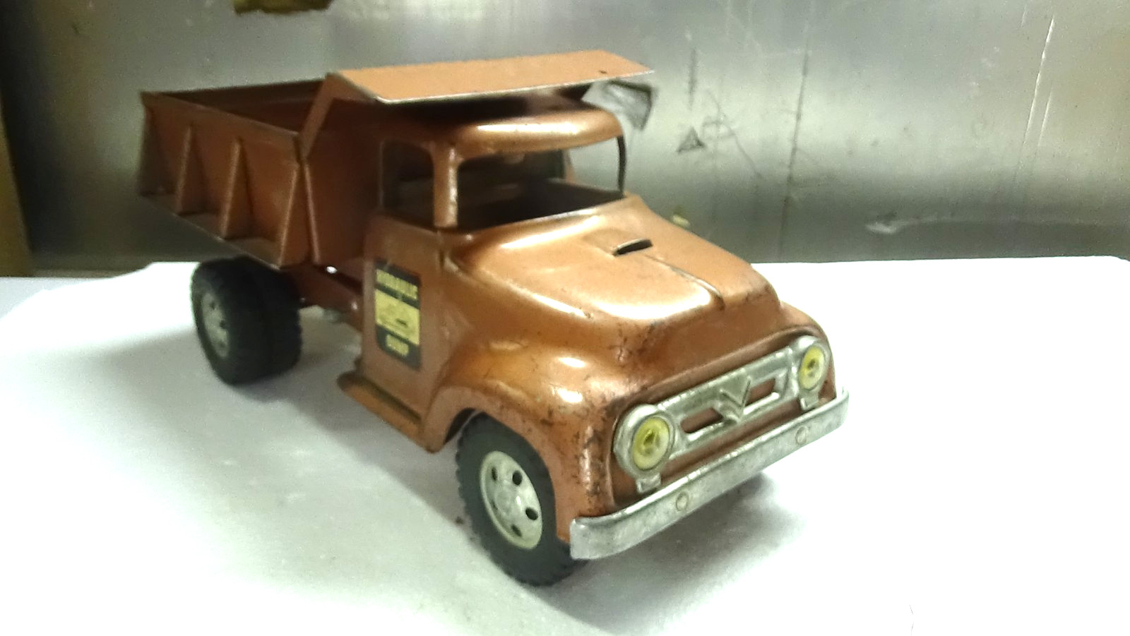 Vtg 1956 Tonka No. 20 Hydraulic Dump Truck Metallic Copper Bronze Pressed Steel