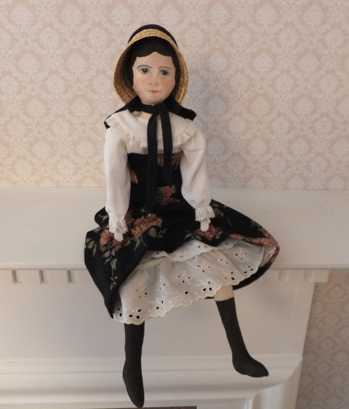 Artist OOAK Painted Cloth Prairie Style Folk Art Doll Artist OOAK Painted Cloth Prairie Style Folk Art Doll