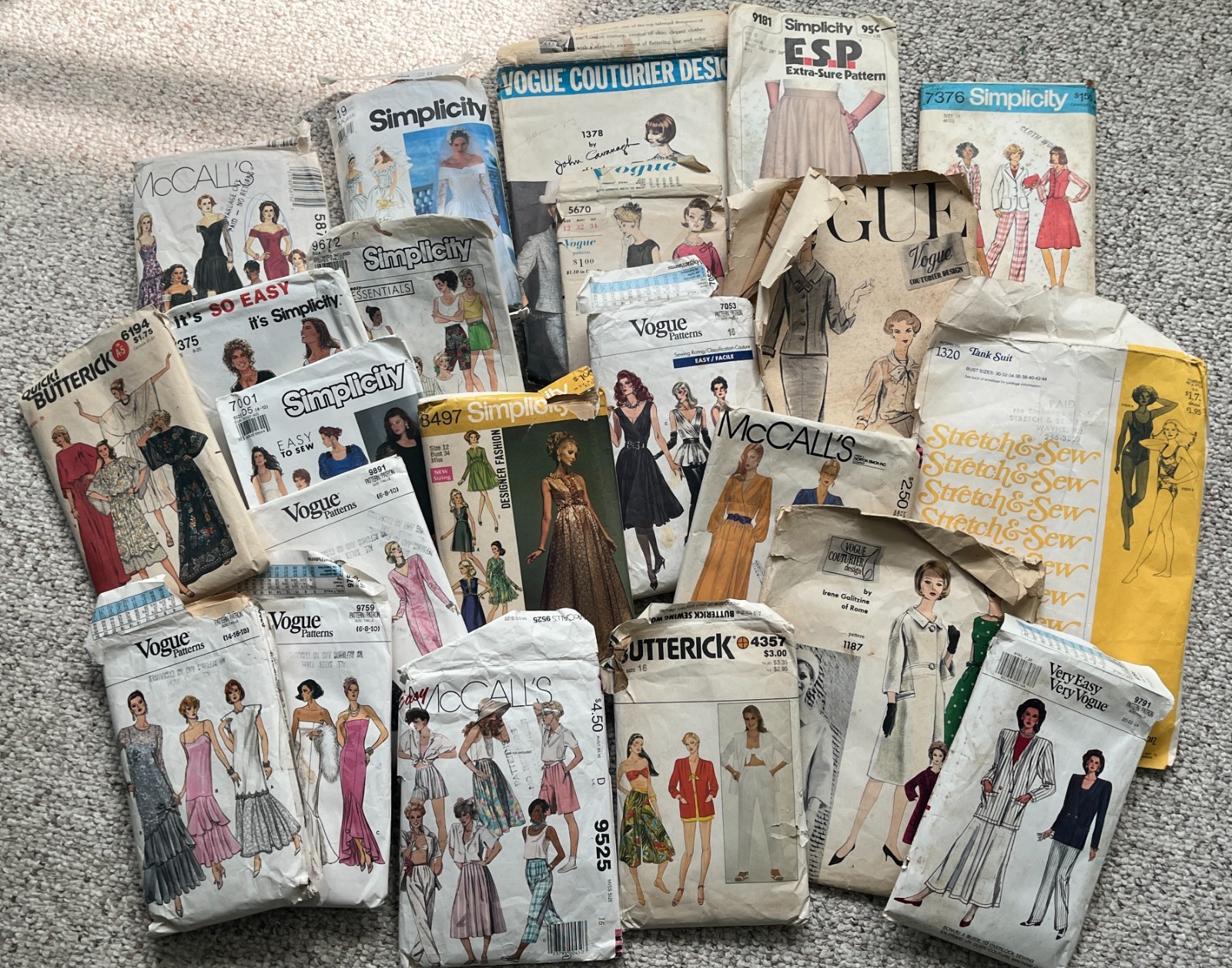 Vintage Sewing Patterns Vogue McCall’s Simplicity etc. lot of 22 sizes 8-18
