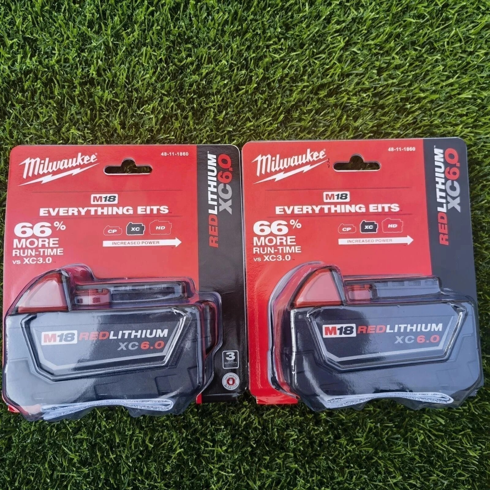 2 Pack M18 XC 6.0Ah 18V REDLITHIUM Extended Battery 48-11-1860 M18 Sealed New