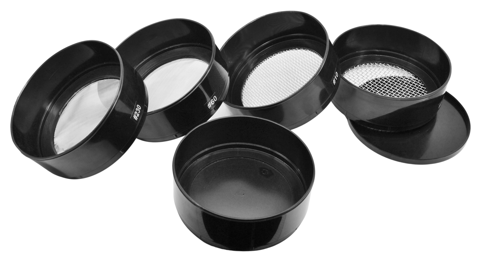 6 Piece Stackable Assorted Mesh Sieve Set, 7 Inch - Plastic - Eisco Labs 6 Piece Stackable Assorted Mesh Sieve Set, 7 Inch - Plastic - Eisco Labs