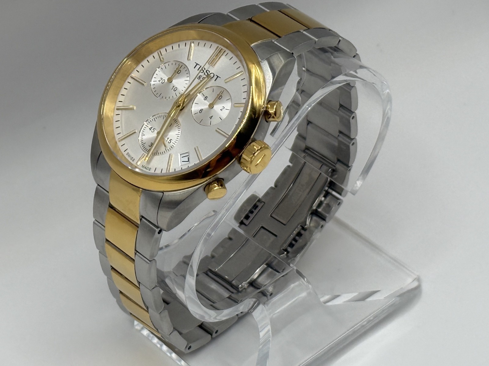 Tissot PR 100 Chronograph 40mm Silver Dial Two-Tone Quartz Watch T150.417.22.031