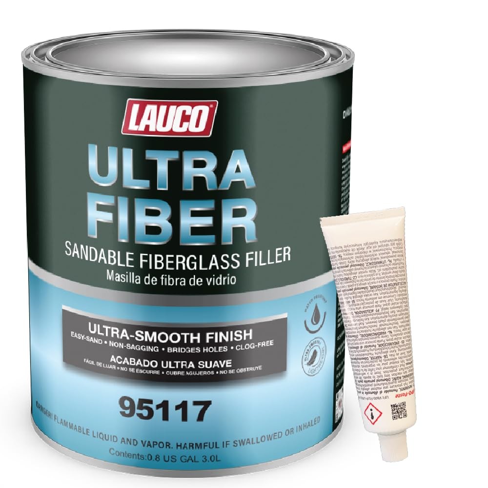 LAUCO Ultra Fiber Sandable Fiberglass Filler, Bridges Holes, Water Resistant LAUCO Ultra Fiber Sandable Fiberglass Filler, Bridges Holes, Water Resistant