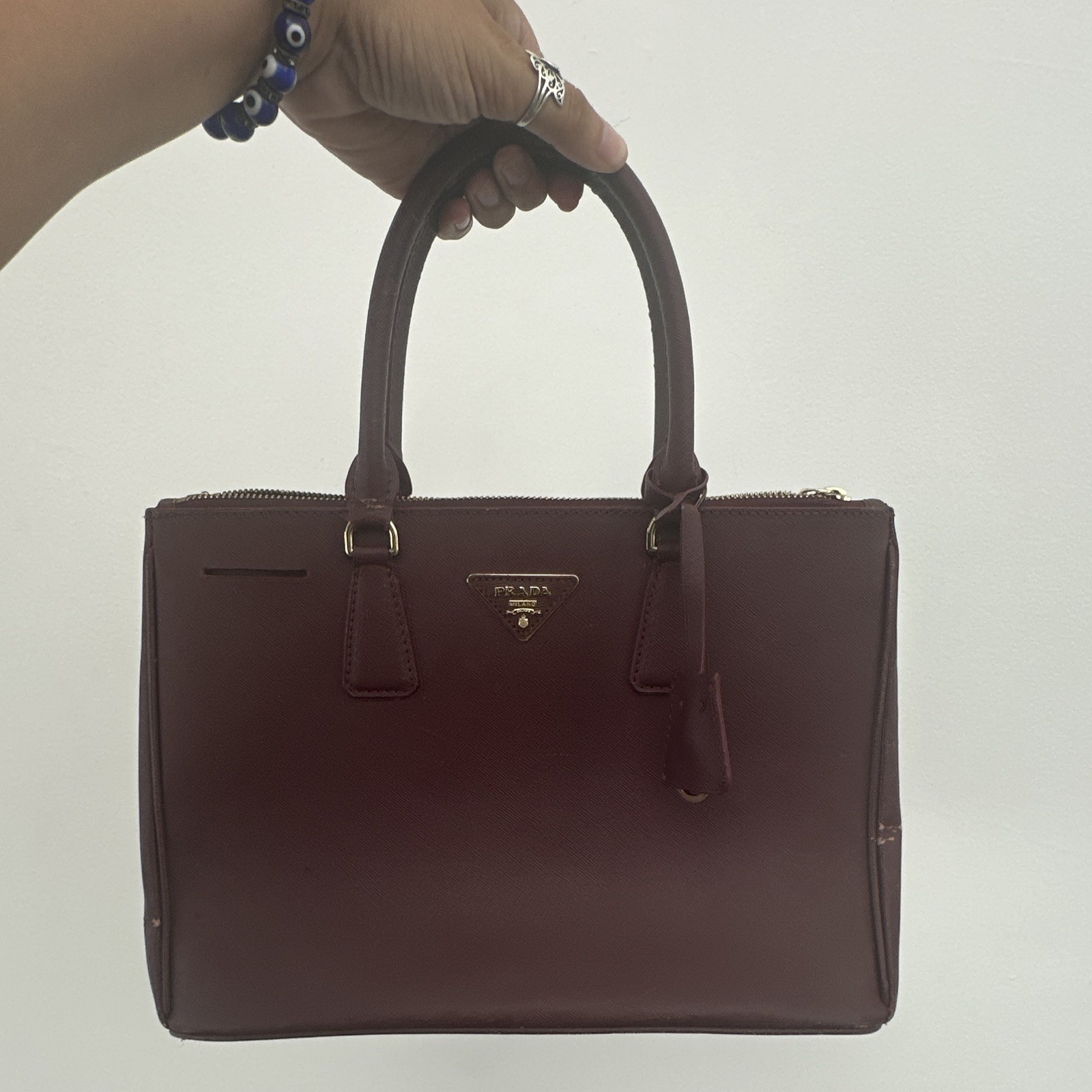 Authentic Vintage Prada Galleria Tote Bag Burgundy Authentic Vintage Prada Galleria Tote Bag Burgundy