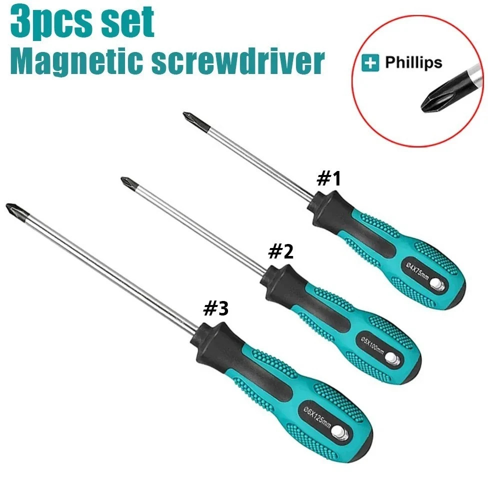 JIS Screwdriver Set (3Pcs #1#2#3) – Magnetic Tips, S2 Alloy Steel, Meets JIS B46