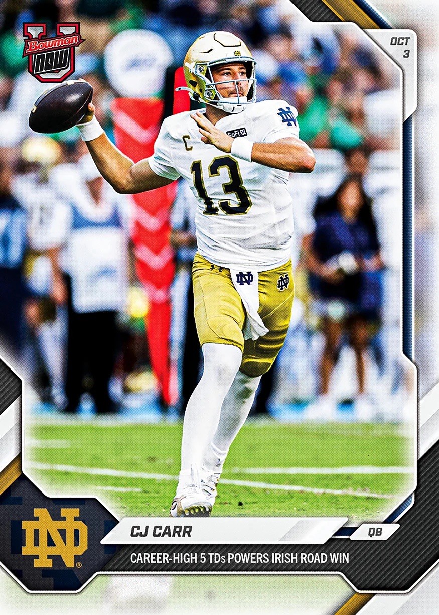 *PRE SALE* CJ Carr - 2026-27 Bowman U NOW® Football - Card 17