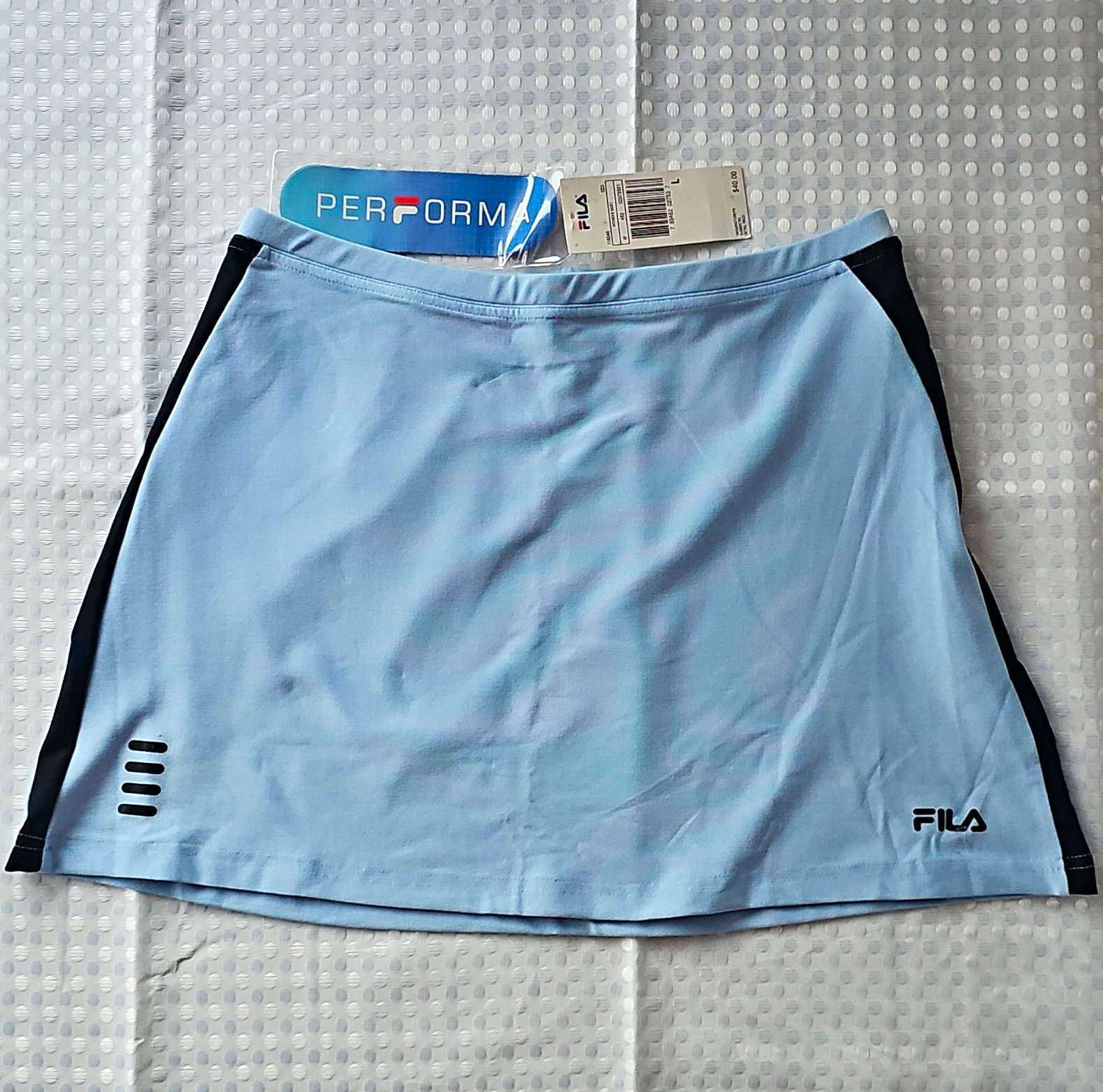 FILA Performa Women’s Tennis Skirt Blue/Black L Pull-On Stretch Colorblock Short
