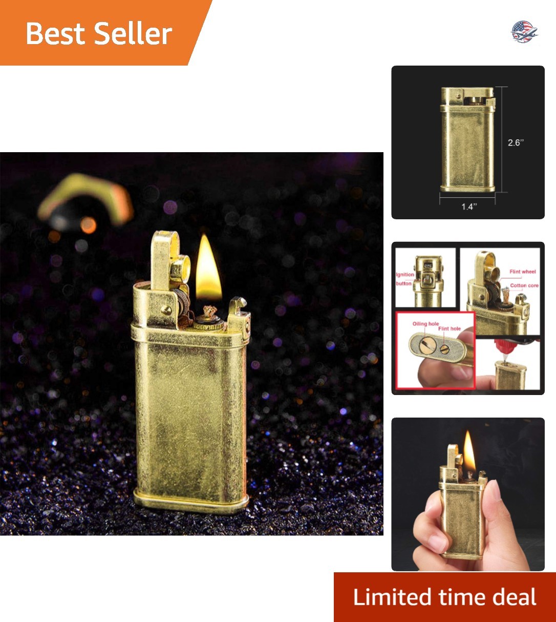 Sophisticated Vintage Windproof Lighter: Durable Brass for Effortless Lighting Sophisticated Vintage Windproof Lighter: Durable Brass for Effortless Lighting