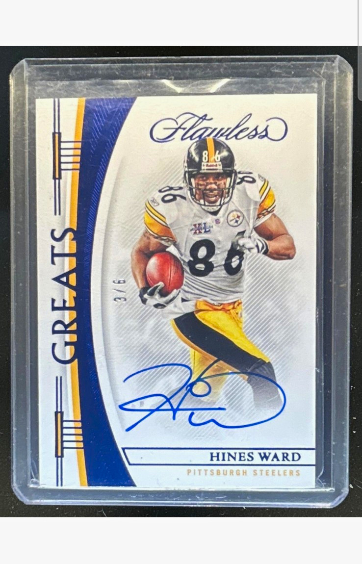 2022 Flawless Hines Ward Auto Sapphire 3/6 -Steelers -Greats Flawless - On Card