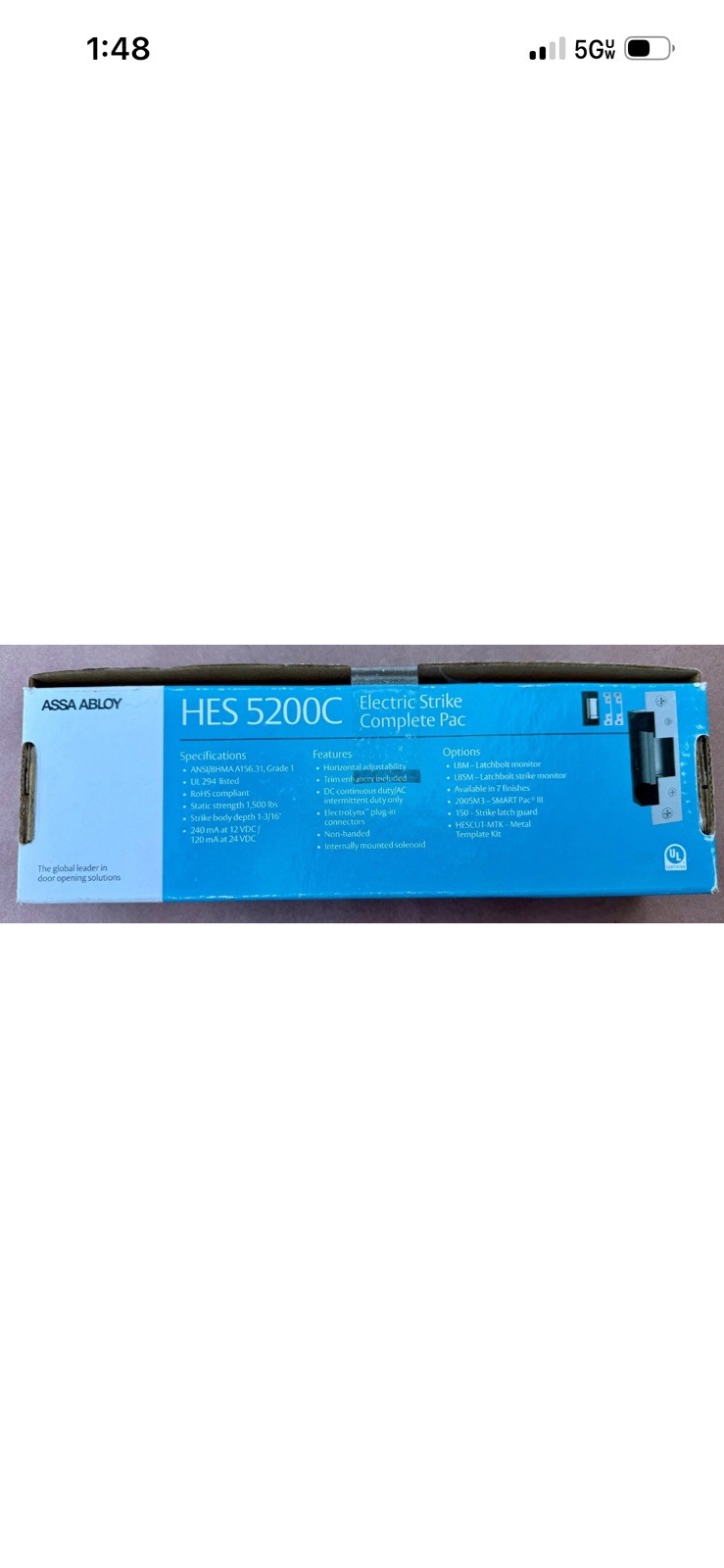 Assa Abloy HES 5200C-12/24D-630 Electric Strike Complete Pac , 