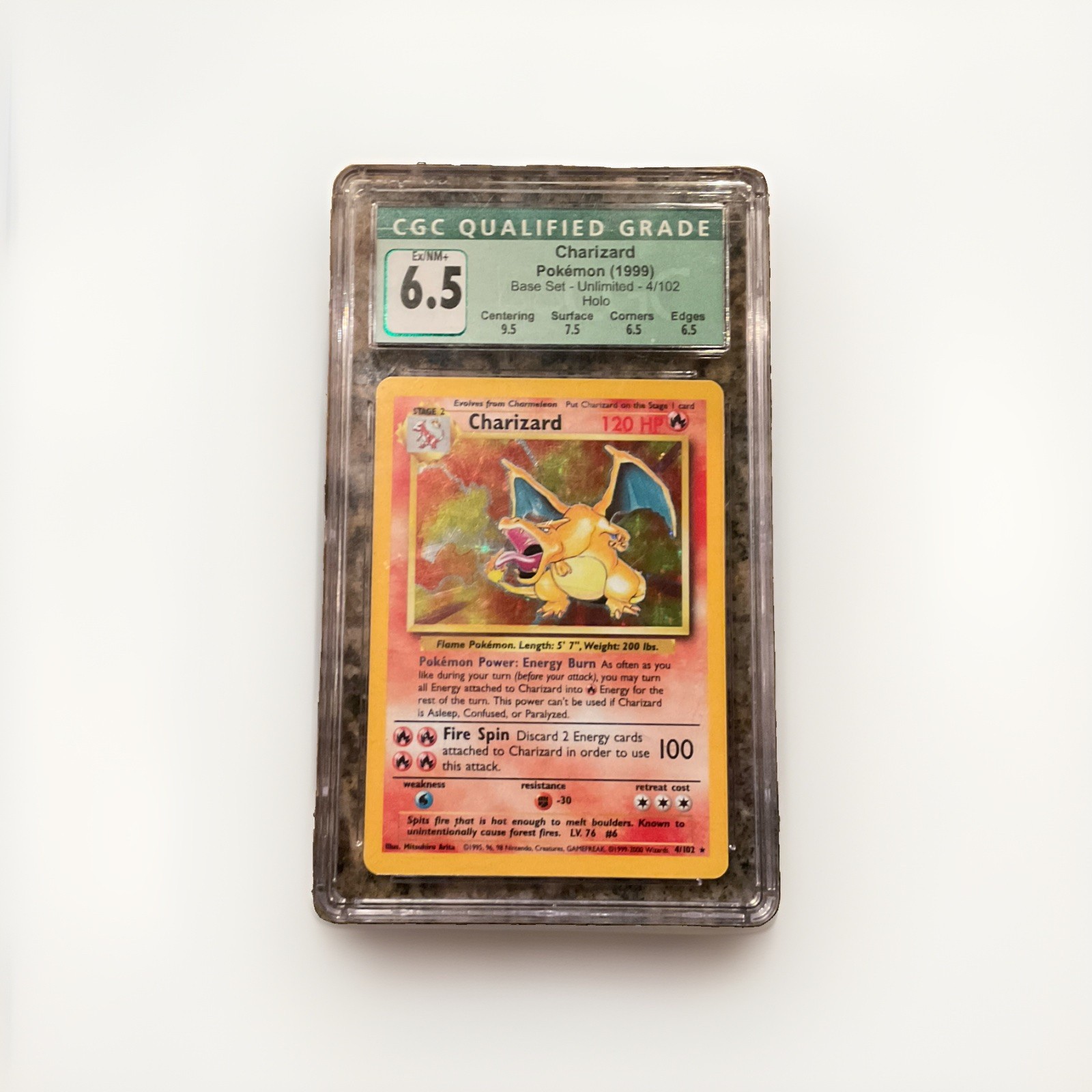 1999 Pokemon Base Set Unlimited Charizard Holo 4/102 CGC 6.5 Qualified. Inked 1999 Pokemon Base Set Unlimited Charizard Holo 4/102 CGC 6.5 Qualified. Inked