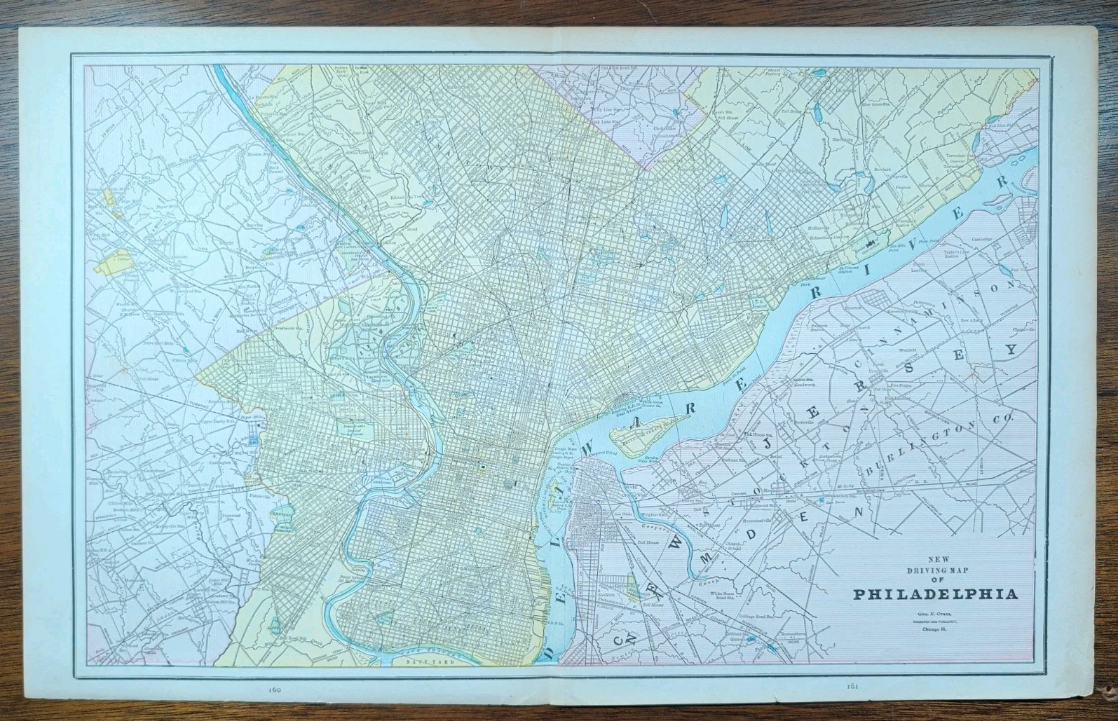 Vintage 1888 PHILADELPHIA PA Map 21\