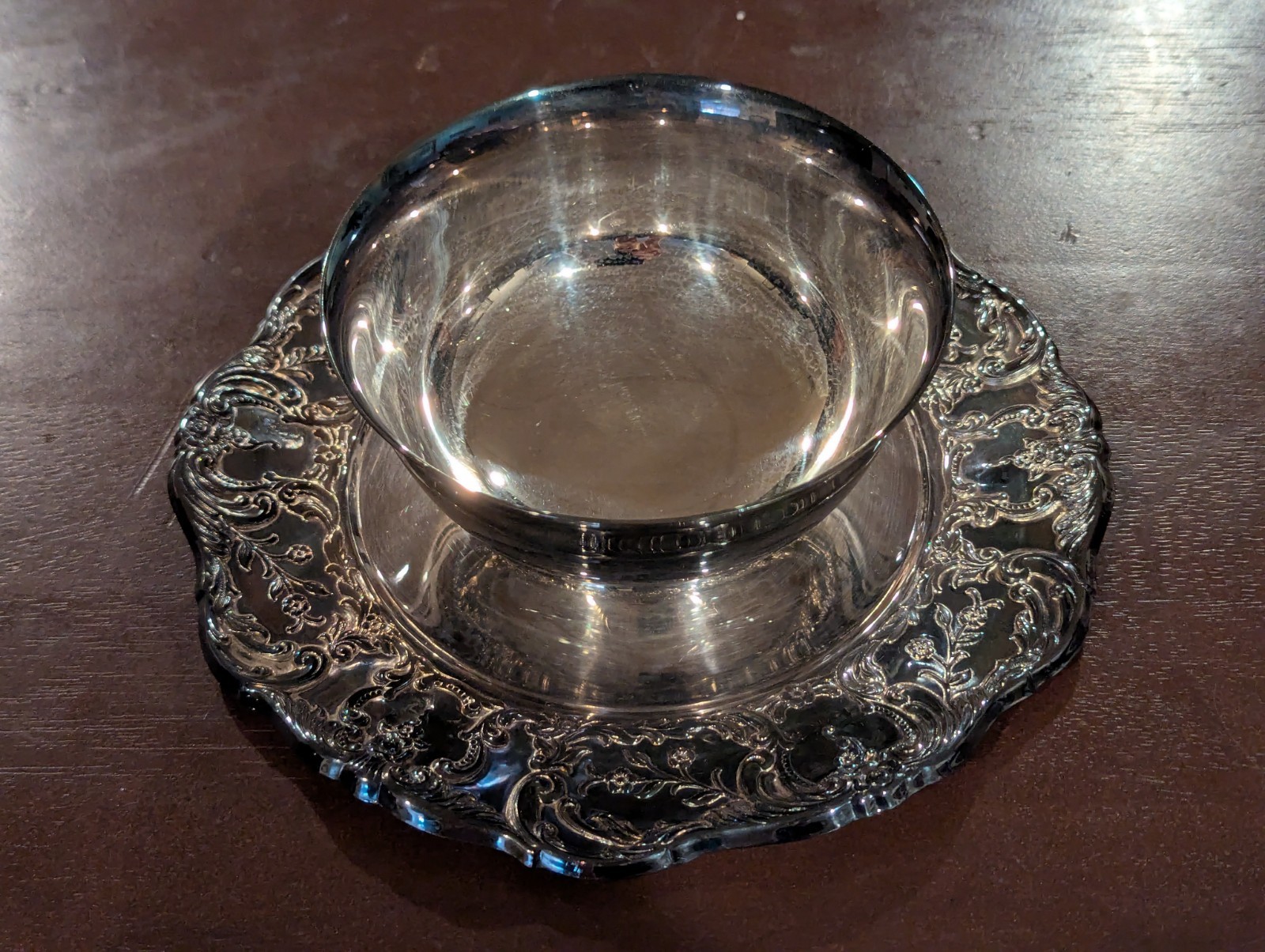 Wallace Grand Victorian #1666 Relish Bowl with Attached Underplate Wallace Grand Victorian #1666 Relish Bowl with Attached Underplate