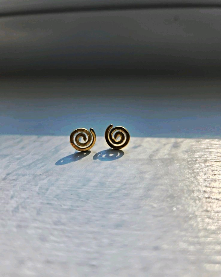 Solid 18k Gold Spiral Stud Earrings No Backs Included. Sandy Springs Designs