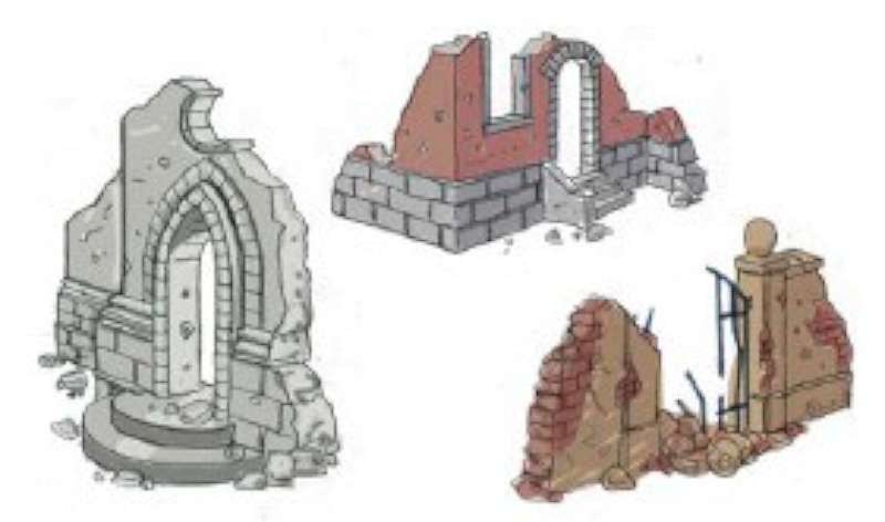 1/72 WWII Ruin Wall Sections & Sandbags