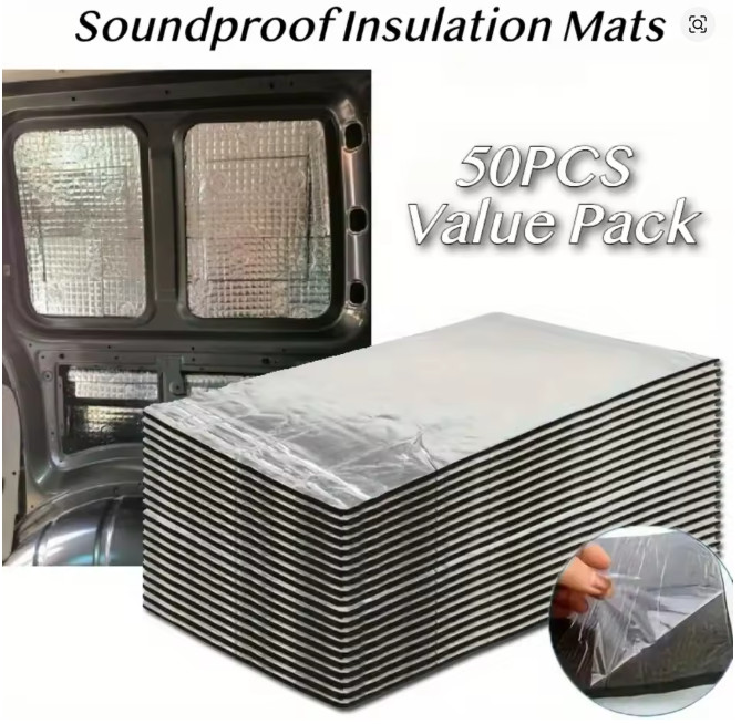 50x Sheets 5MM Sound Deadening Proofing Mat Foil Butyl Car Van Vibration Damping