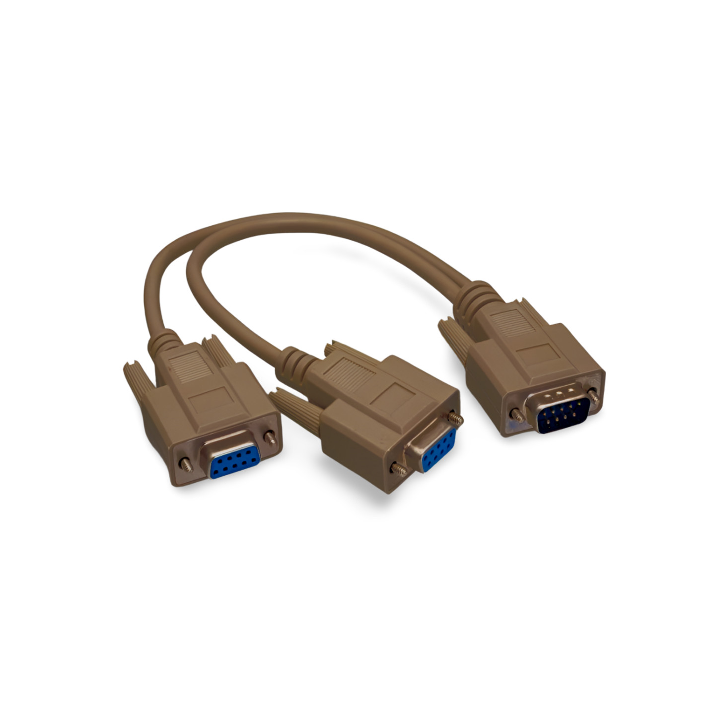 1ft Y Splitter Serial Cable DB9 Male to DB9 Female DB9 Female - Beige