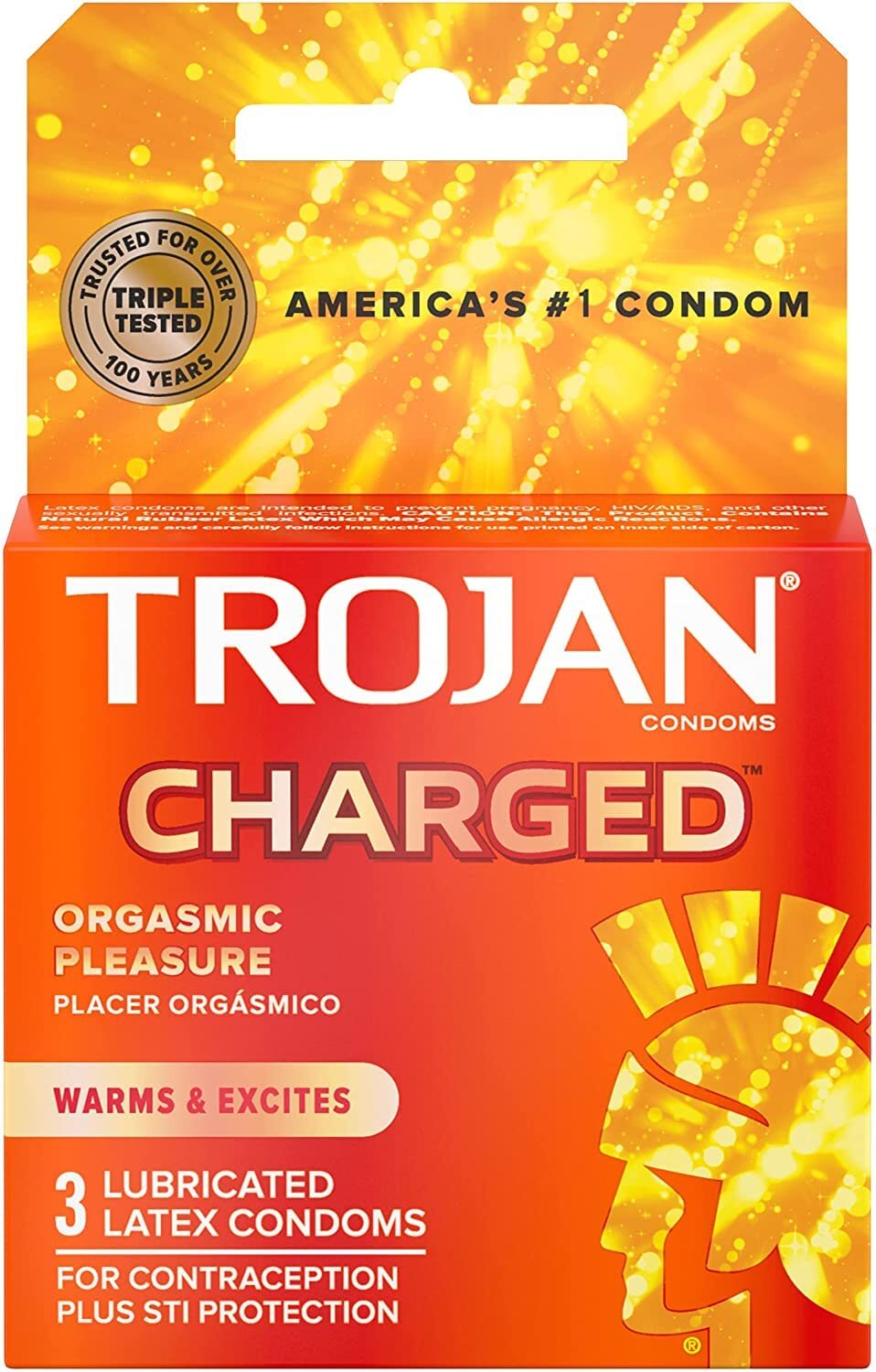 Trojan Intensified Charged Orgasmic Pleasure Condoms - 3 ea, 6 Pack