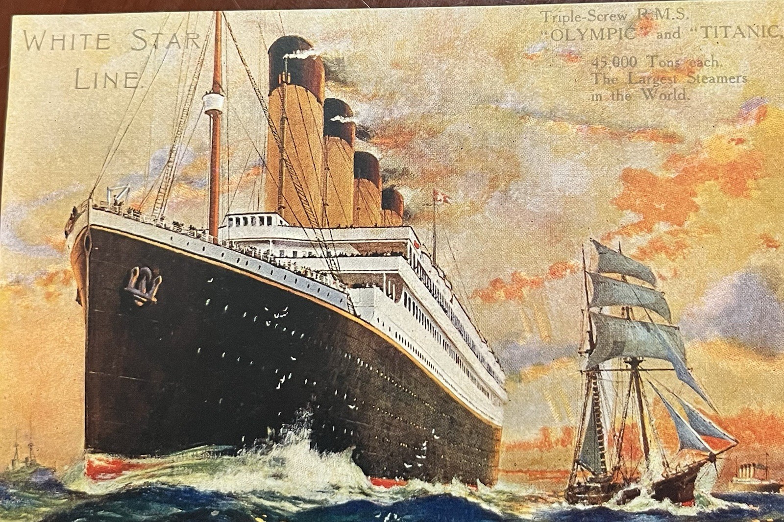 Rare Titanic & Olympic White Star Line Postcard