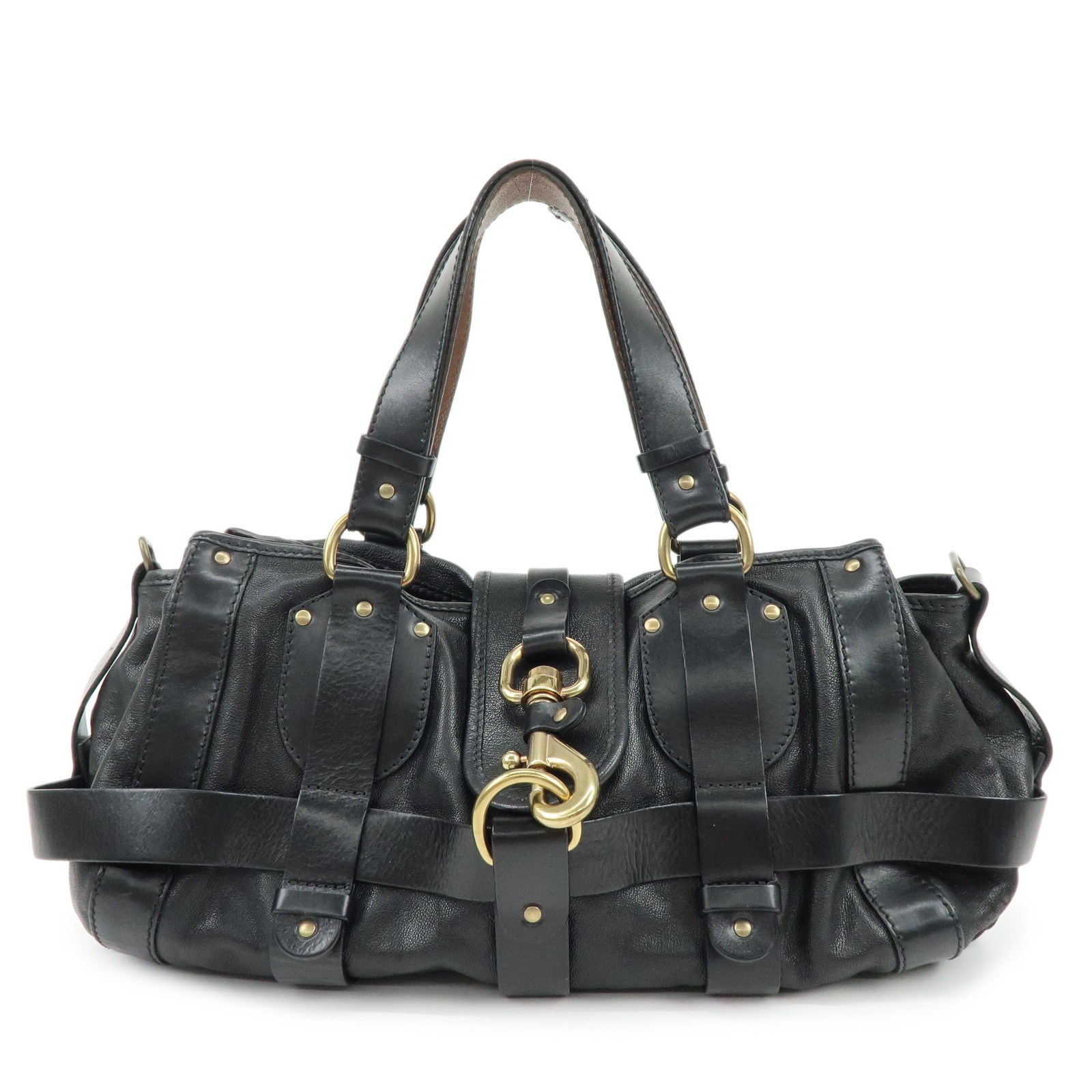 Chloe Kerala Leather Shoulder Bag Hand Bag Satchel Bag Black Authentic Used F/S
