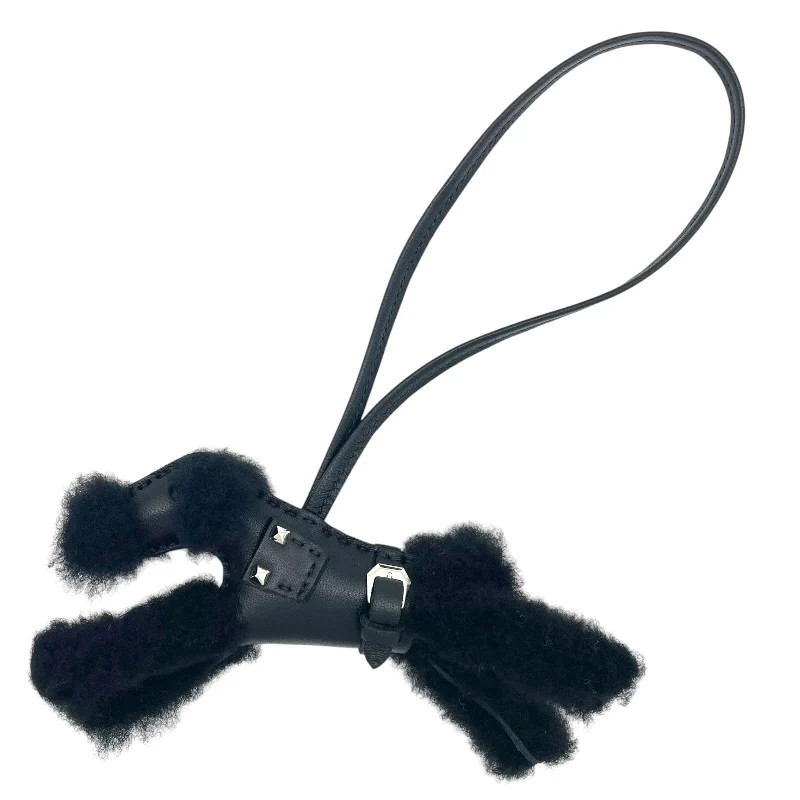 Hermes Buddy Charm U Engraved Black Mouton Annomiro and Other Accessories Used