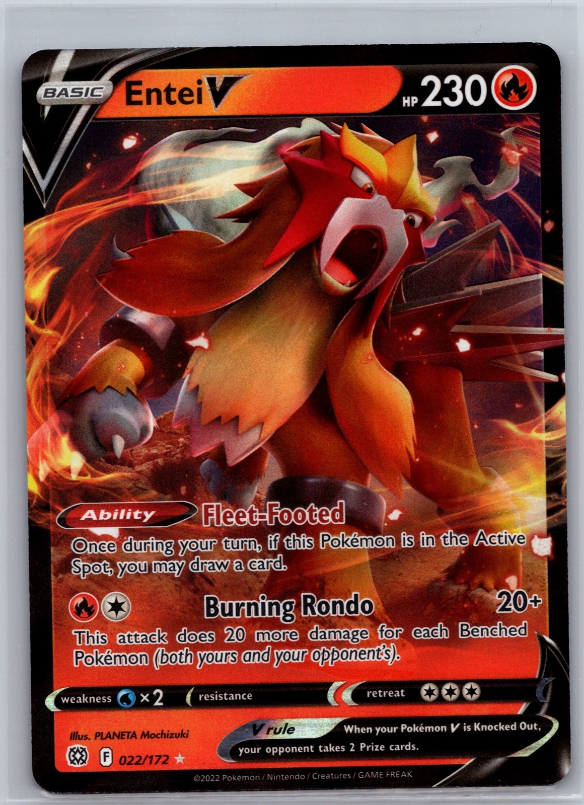 ENTEI V 022/172 BRILLIANT STARS UR NM 2022 POKEMON HOLO