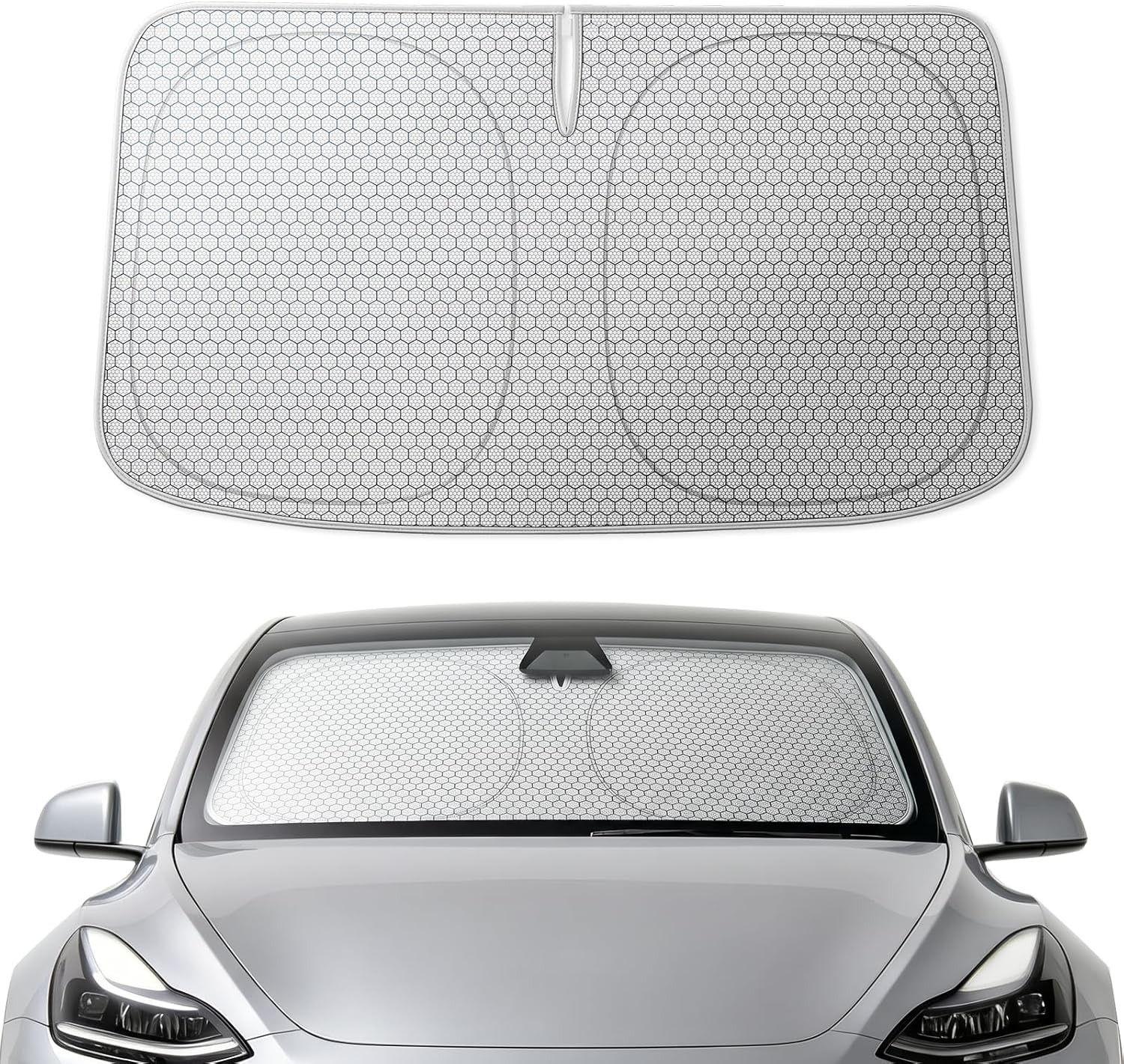 WOLFBOX Graphene Windshield Sun Shade Tesla Model Y/Model 3(56.30\'\'L*37\'\'W) NEW