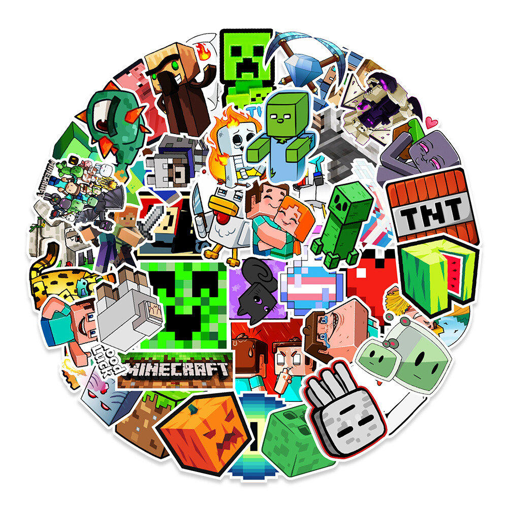 50pcs Waterproof Vinyl Stickers Minecraft Video Game Luggage Phone Laptop Fridge