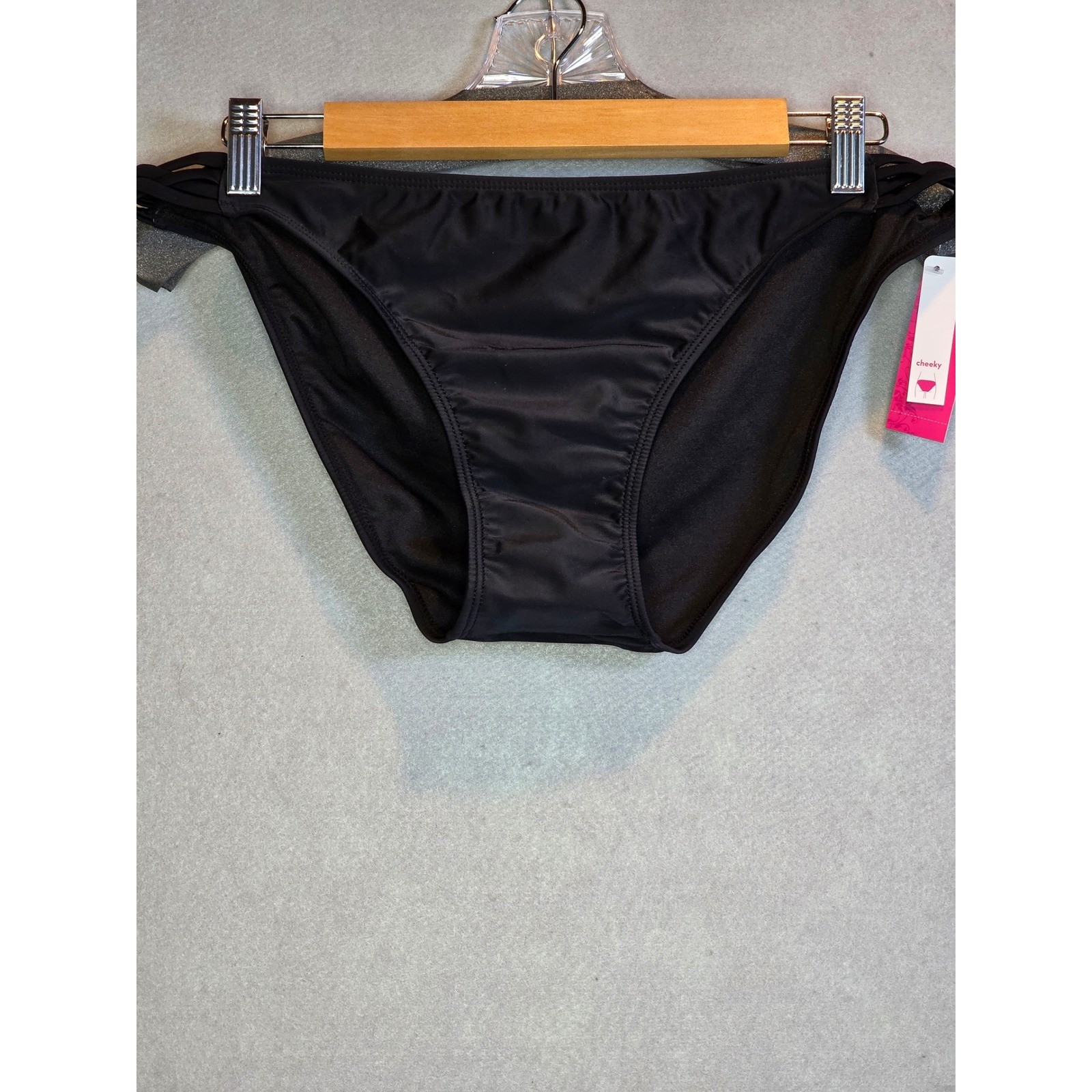 Xhilaration Black Strappy Cheeky Bikini Bottoms XL 238051524 New With