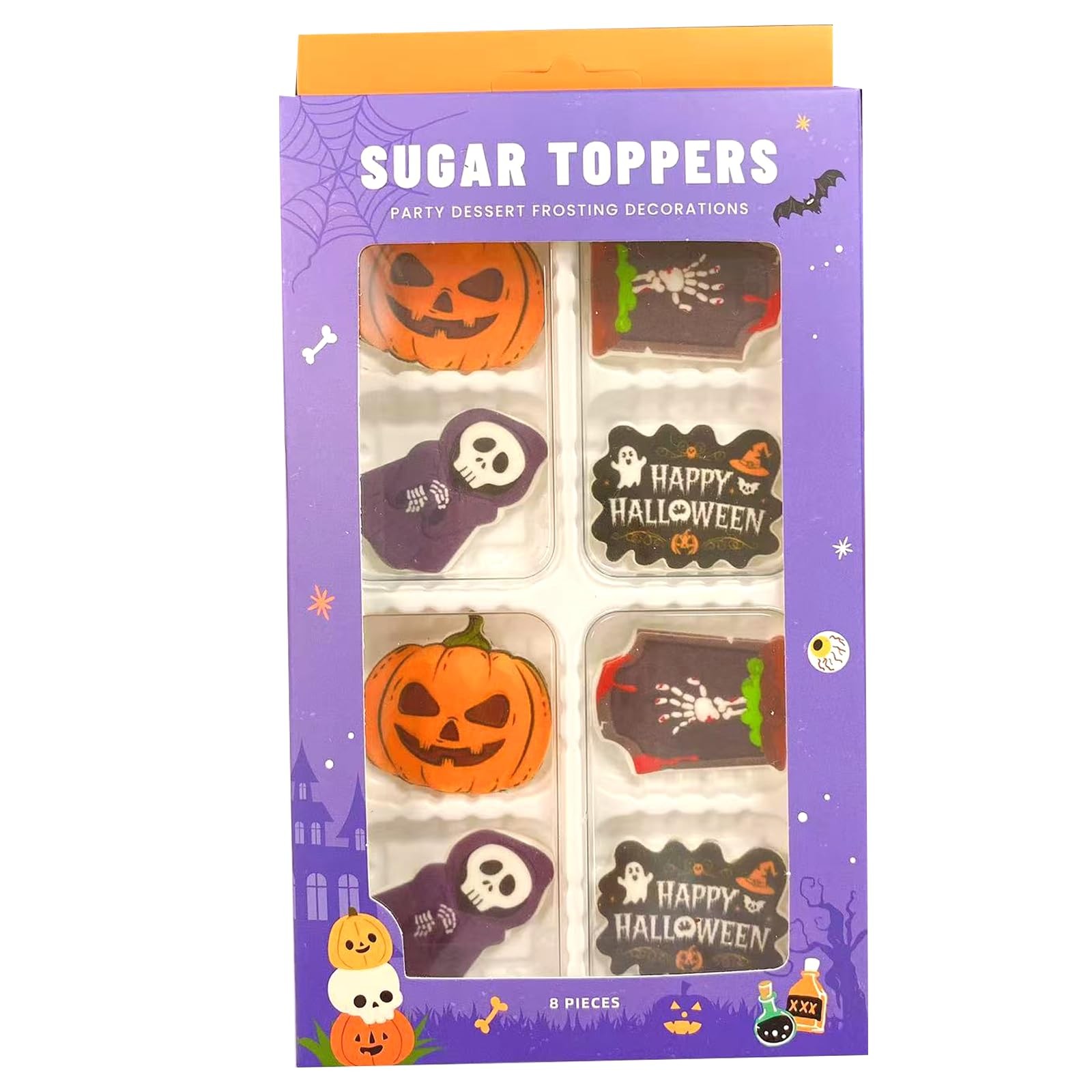 Sentovac Edible Halloween Pumpkin Tombstone Witch Cake Topper Icing...