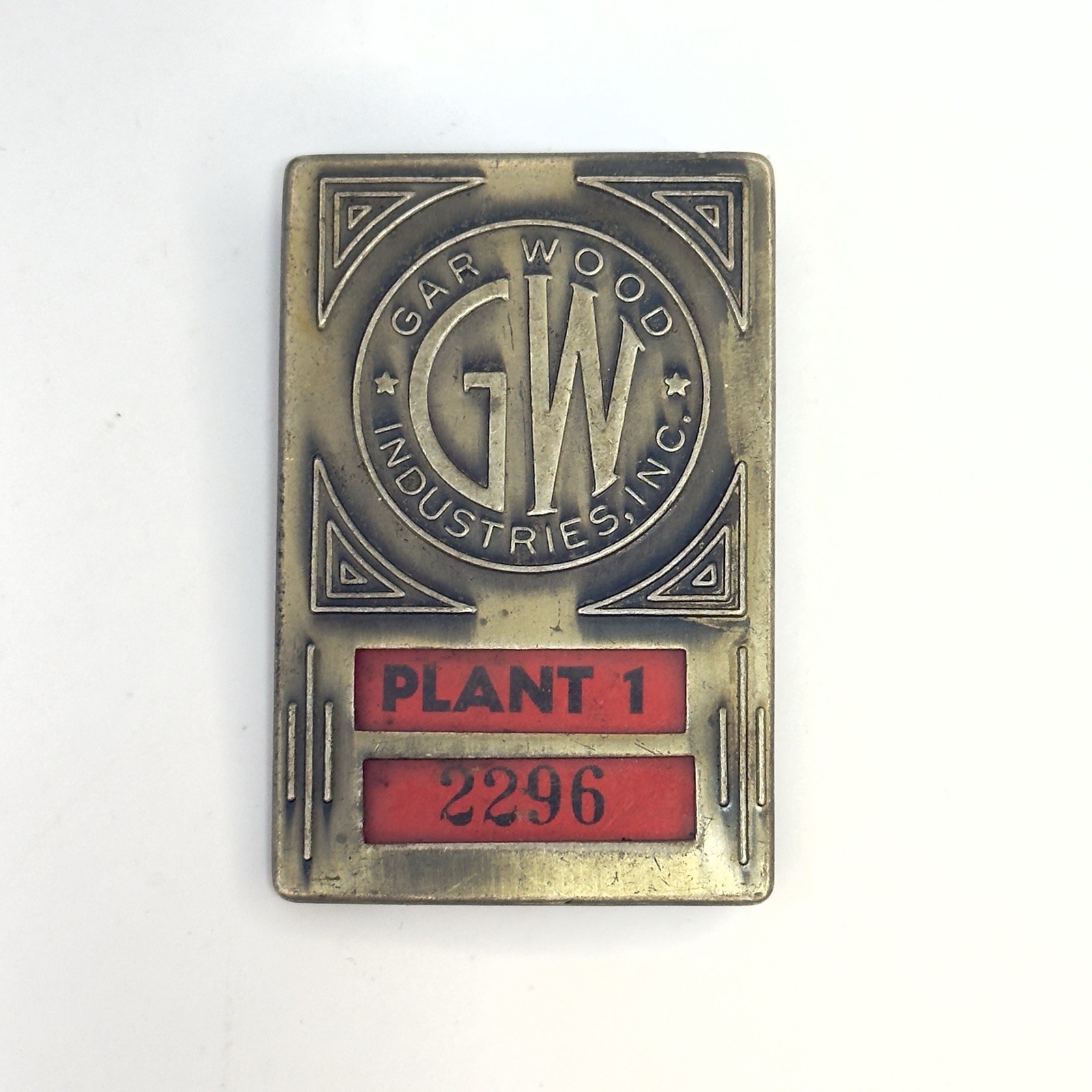 Vintage Gar Wood Industries, Inc. Plant 1 #2296 Employee ID Badge Detroit, MI